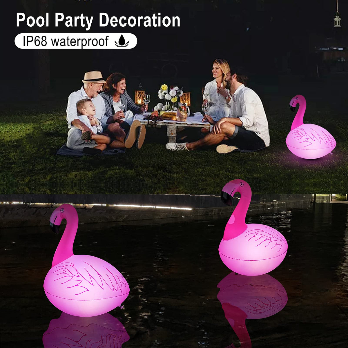 Cootway waterproof inflatable flamingo light for outdoor use