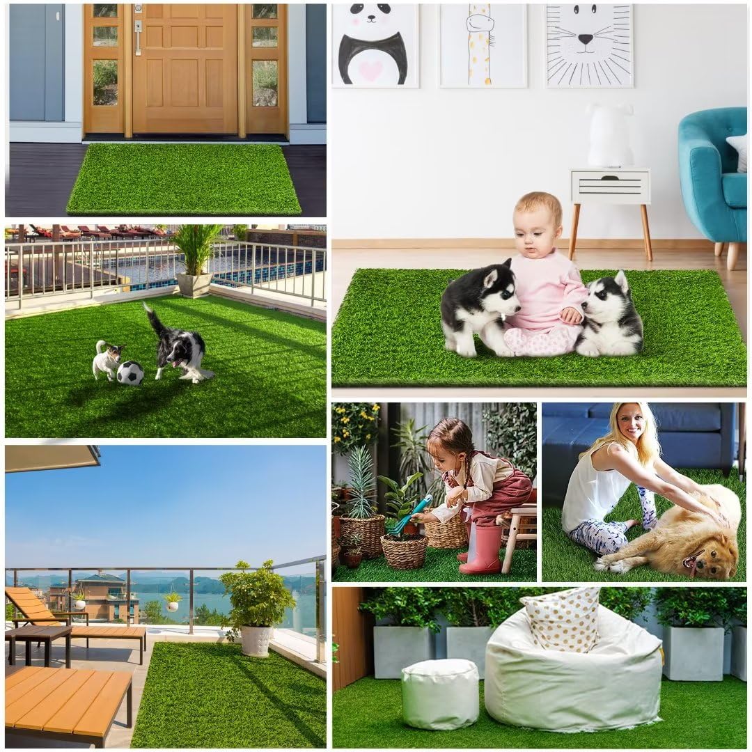 CooZero grass mat with non-slip backing stays in place near doors