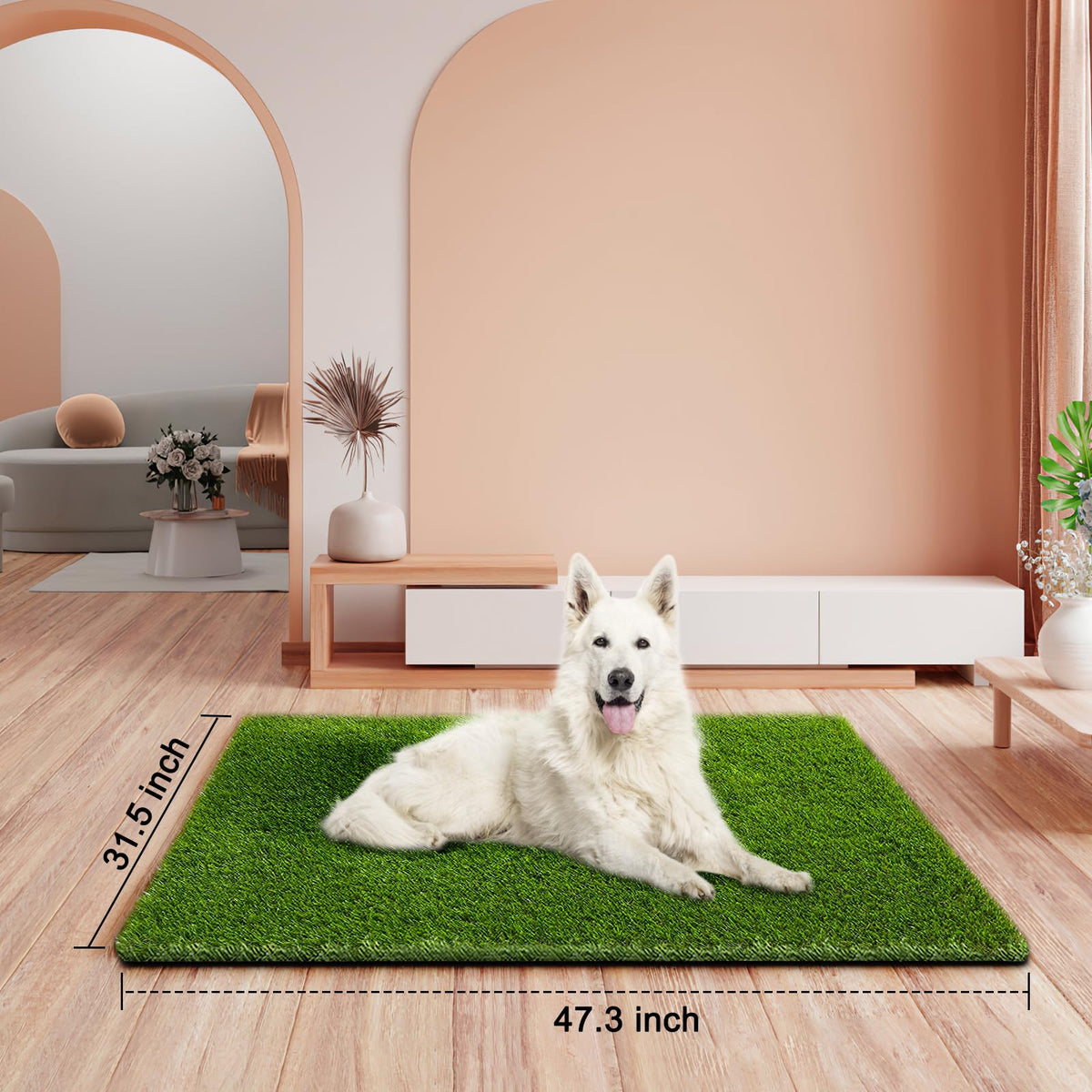 CooZero artificial grass mat on patio lawn adds year‑round greenery