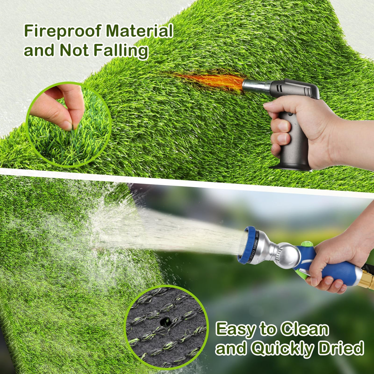 CooZero replacement turf adds durable outdoor coverage with drainage for easy cleaning.