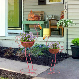 COOZZYHOUR flamingo planter set small with baskets suitable for balconies