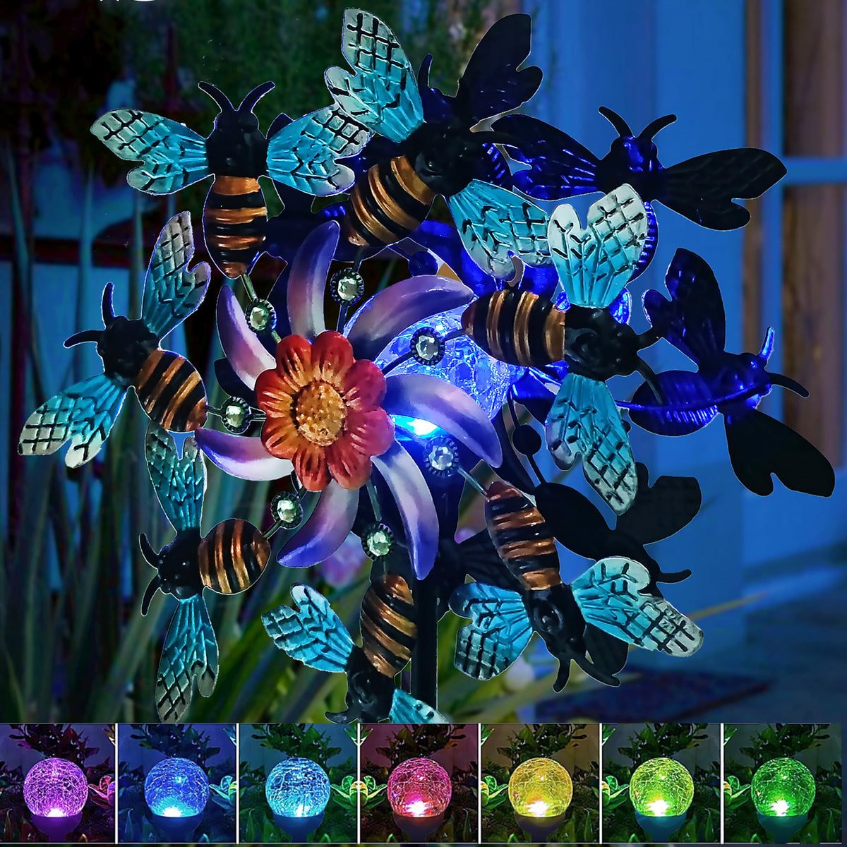 COOZZYHOUR glass ball provides 8–10 hours of color-lit evenings after dusk