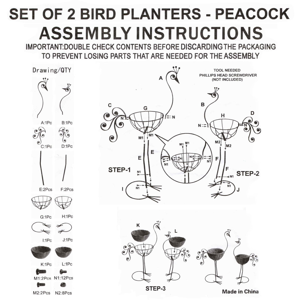 COOZZYHOUR Indoor or outdoor display ready peacock planters
