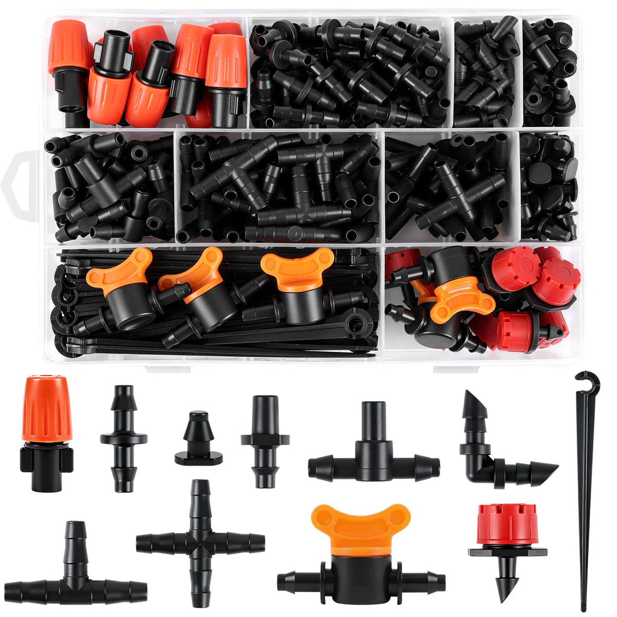 Copadri 230-piece kit storage box enabling organized irrigation projects.