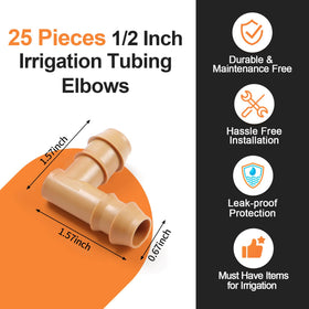 Copadri barbed elbow halfinch ensures secure drip tubing connections.