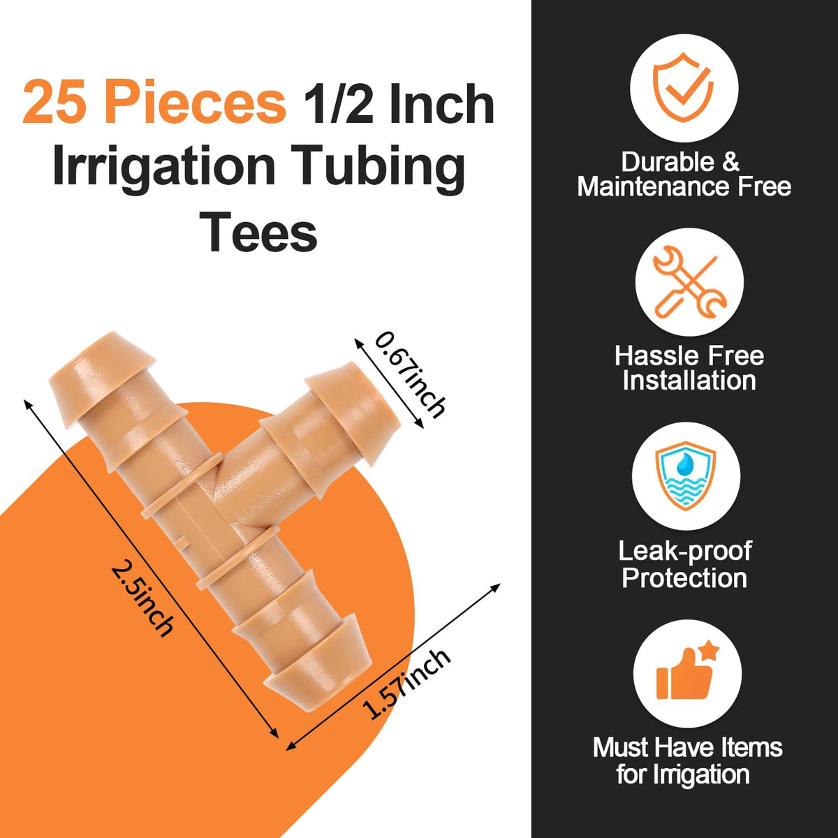 Copadri barbed tee connector offering secure three-way drip line joints.
