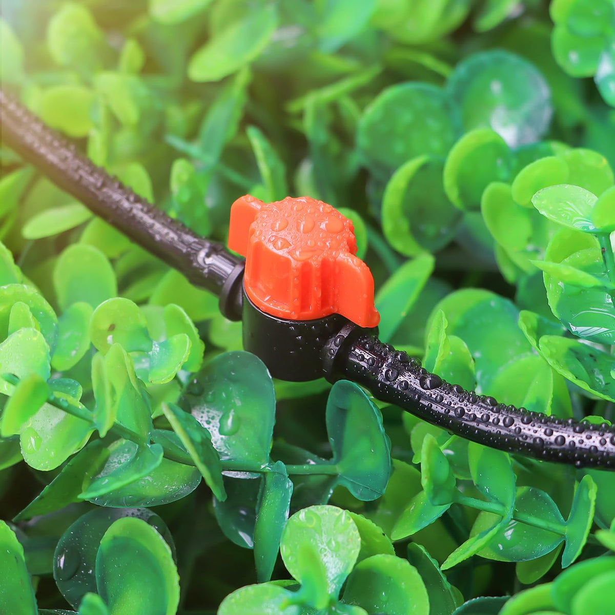Garden scene showing Copadri valves isolating irrigation zones for better control.