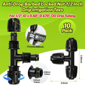 Copadri half-inch drip tubing tee connection close-up for secure fit