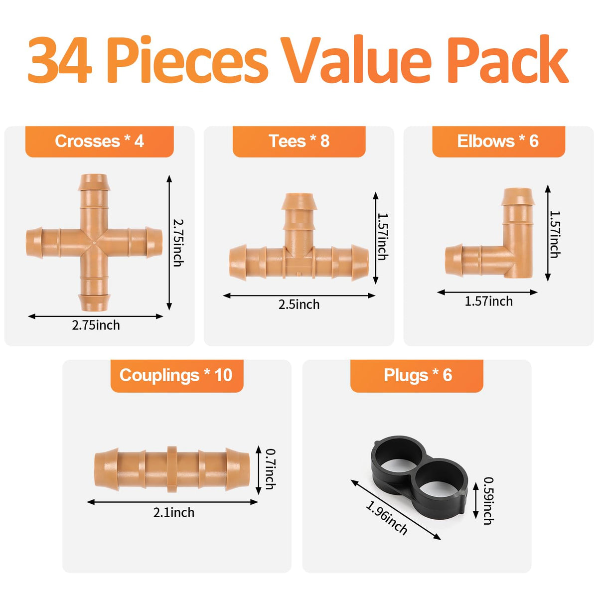 Copadri half-inch drip tubing connectors for quick, secure connections.