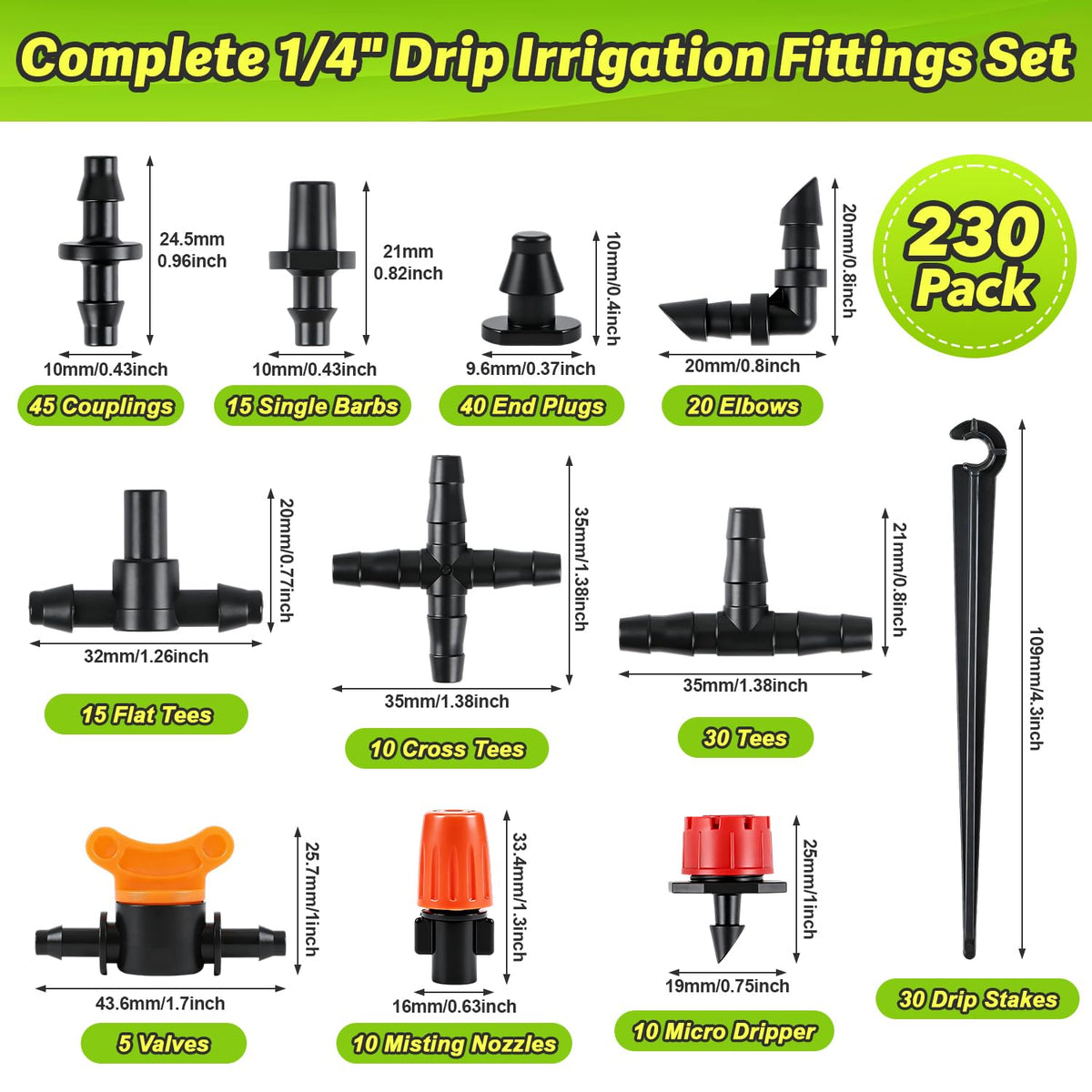 Copadri misting nozzles showing versatile spray options for gardens.