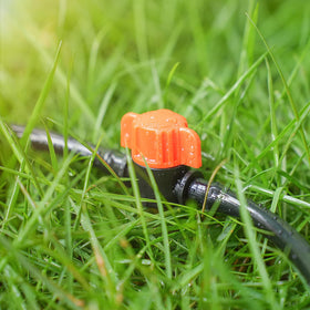 Patio lawn setup featuring Copadri 1-4-inch shut-off valves for efficient watering.