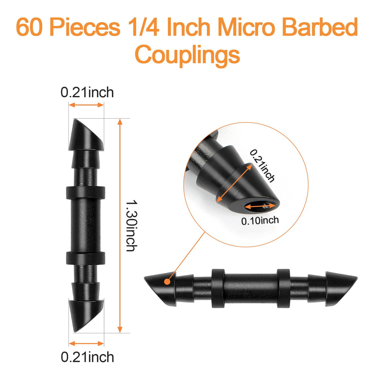 Copadri 1/4 in tubing connector with sharp end for easy insertion