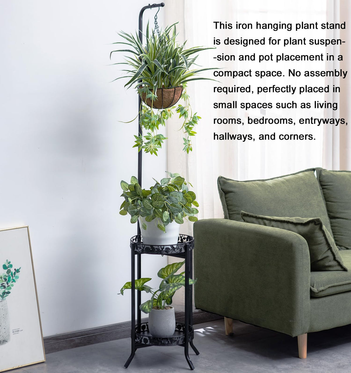 COPREE iron frame holds two pots securely for indoor or balcony display.