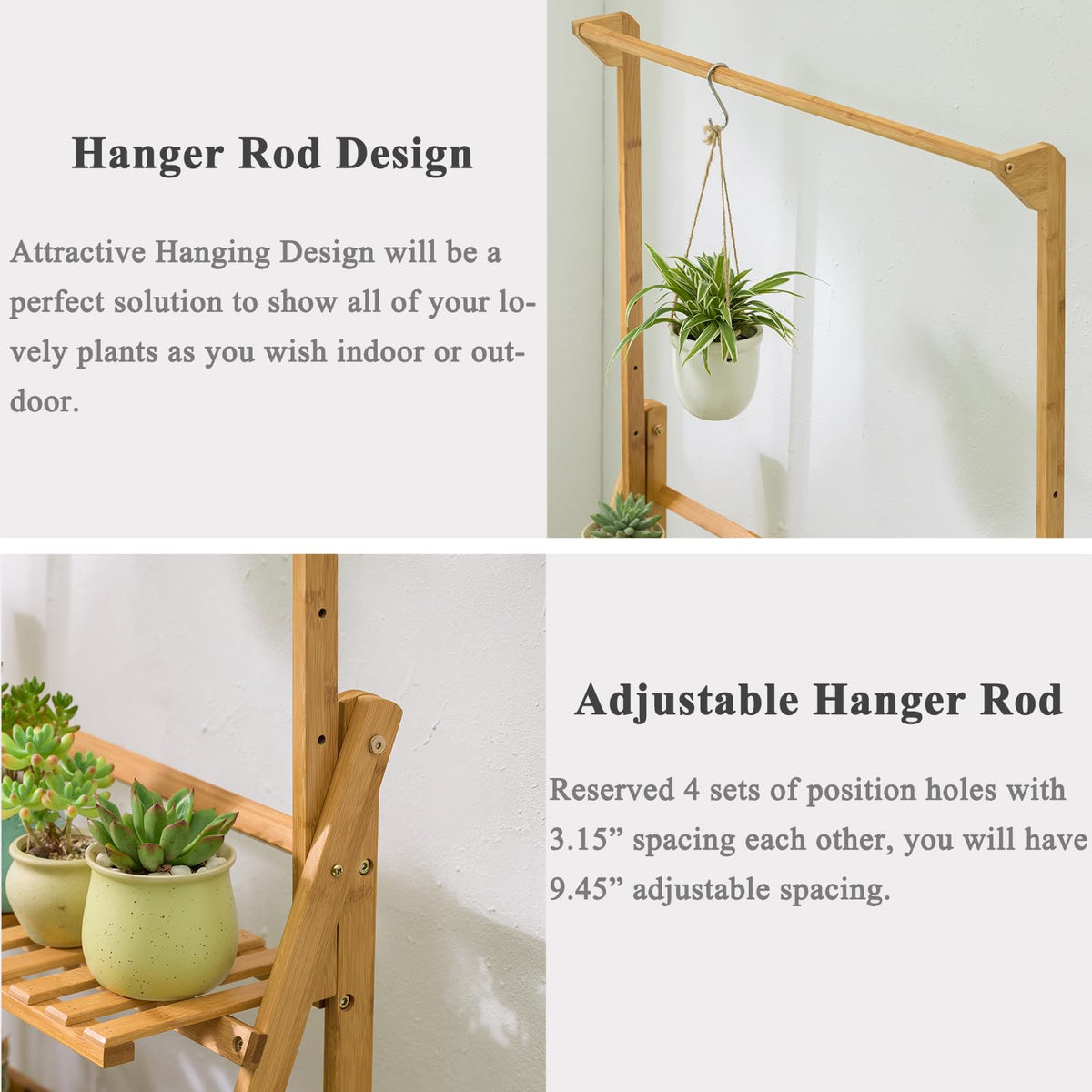 COPREE Bamboo 3-Tier stand close-up shows natural grain and safety features