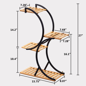 COPREE Bamboo 4-Tier Plant Stand on porch for outdoor-ready display