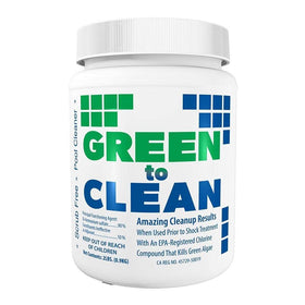 Coral Seas Green Aid bottle pouring into pool to control algae.