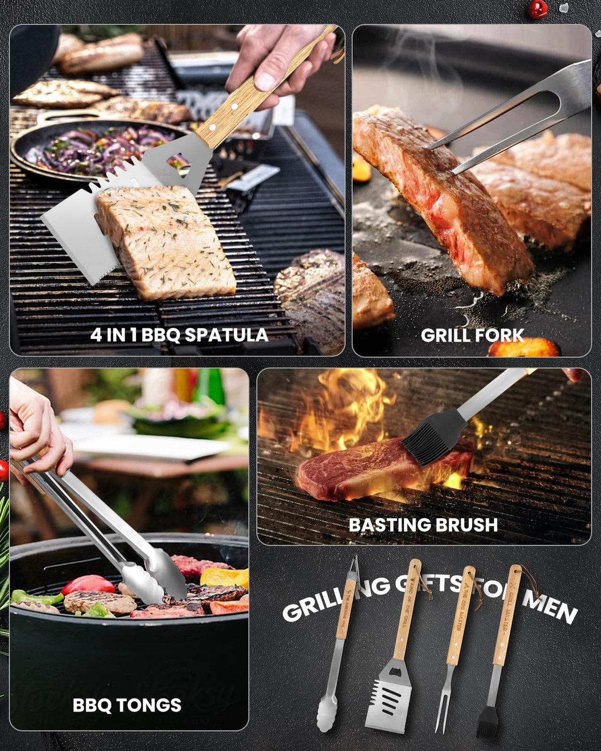 Coralogo carrying bag keeps tools organized for portable grilling.