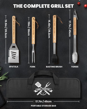 Coralogo BBQ fork used on hot grill for secure meat handling.