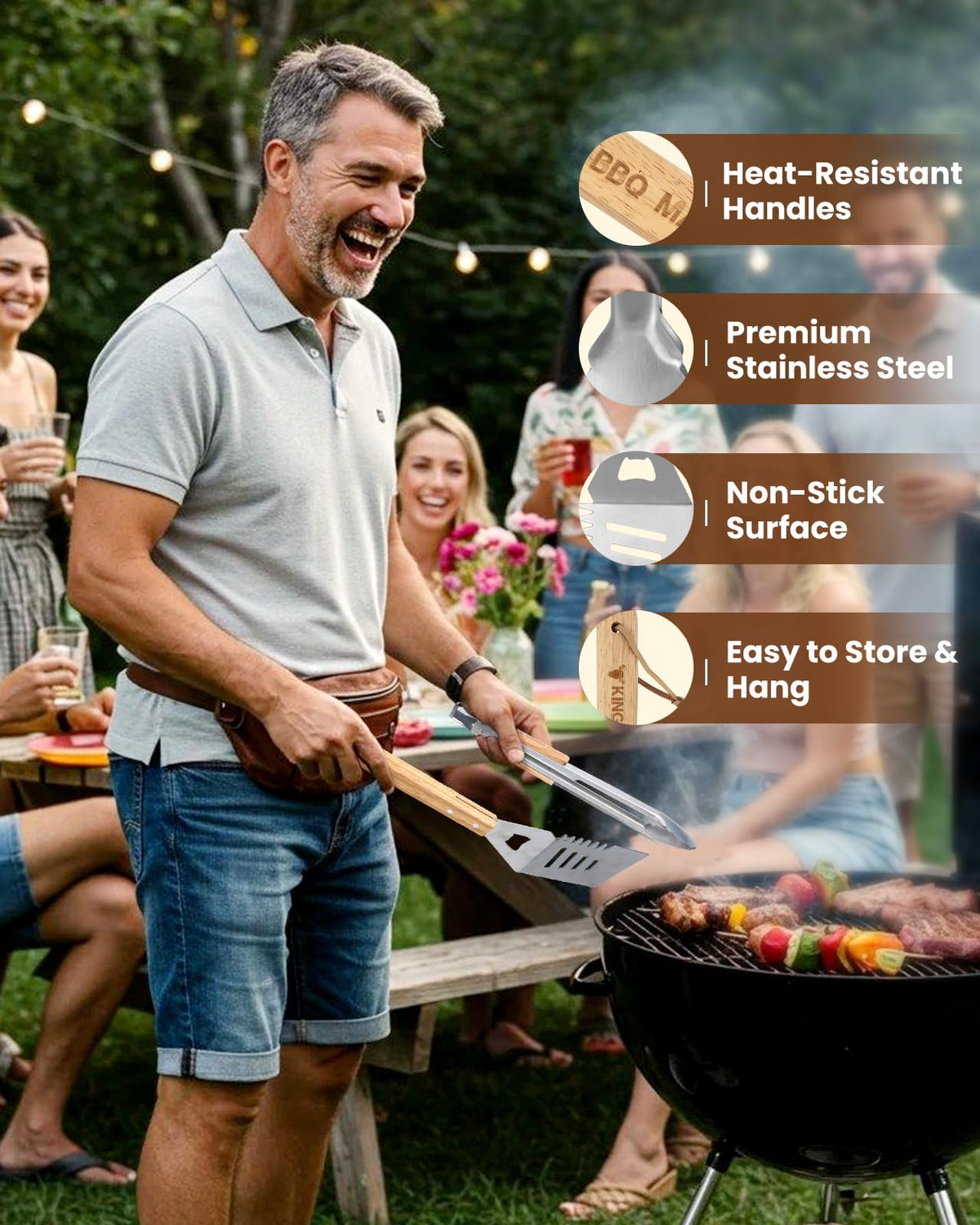 Coralogo spatula with built-in bottle opener ideal for flipping and serving.