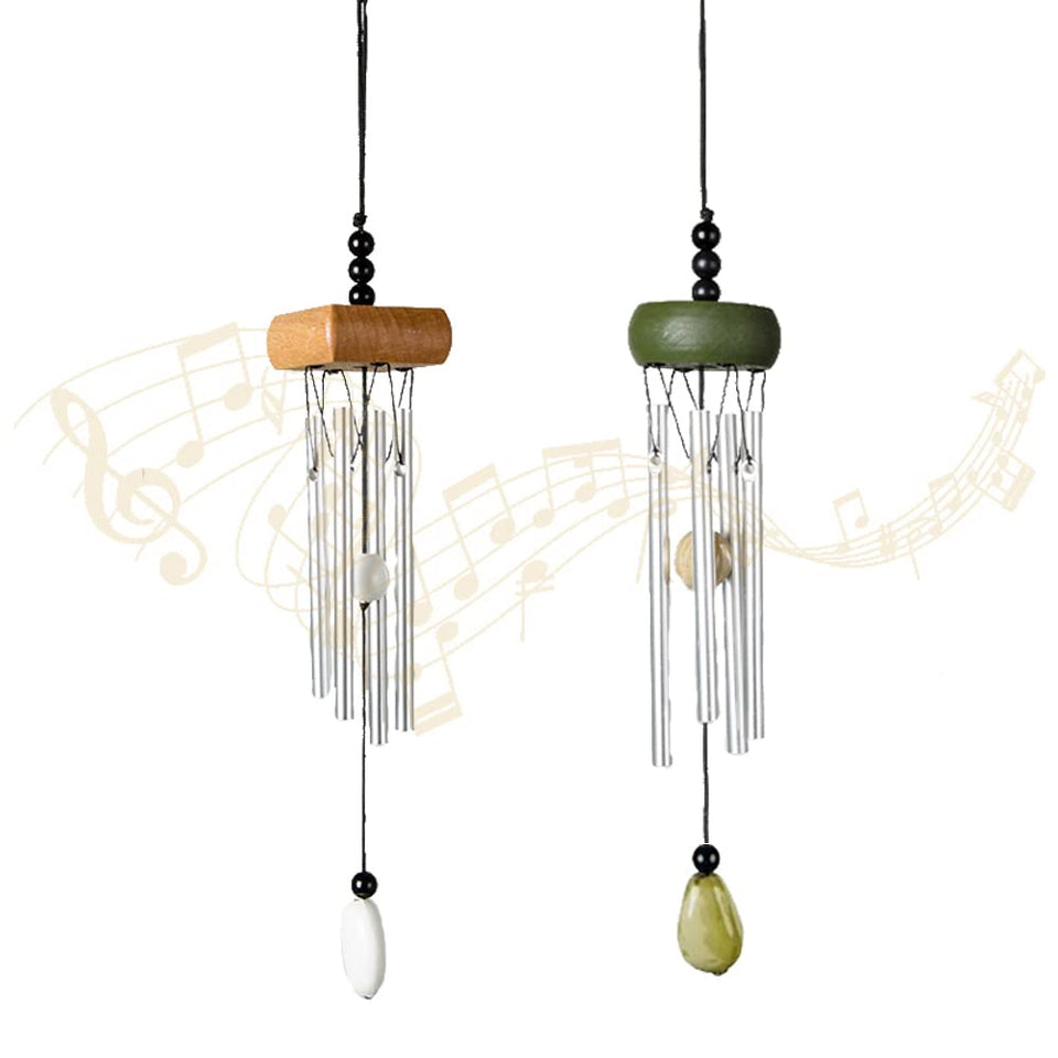 Corinth 2-pack silver wind chime with ceramic drops for outdoor ambience
