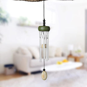 Close-up of ceramic drops with wind chime tubes