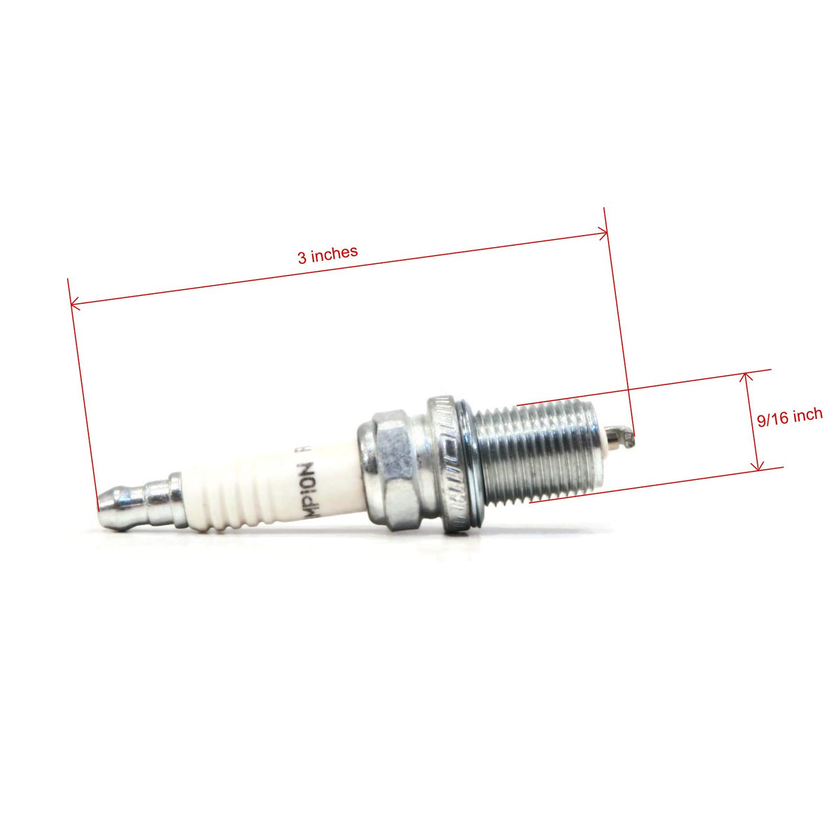 Close-up of RC12YC spark plug tip showing electrode detail.