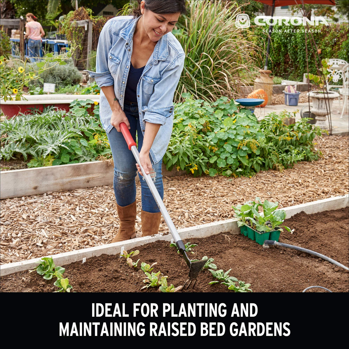 Corona GT 3244 cultivator tines loosen soil and mix compost for better beds