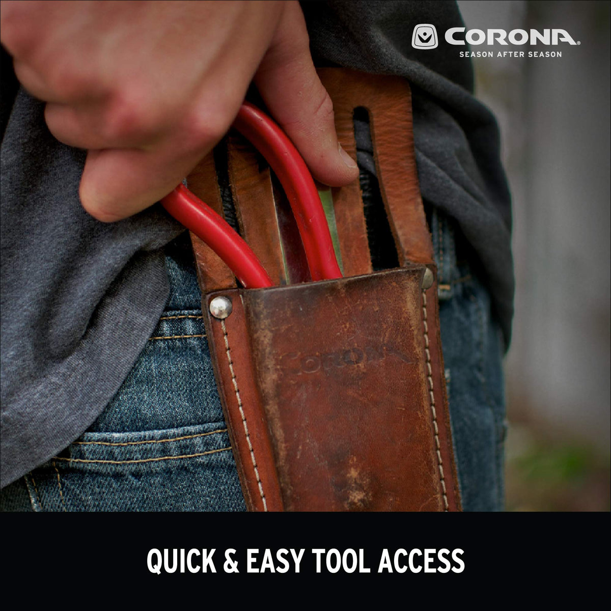 Corona heavy waxed thread stitching adds resilience for outdoor use.