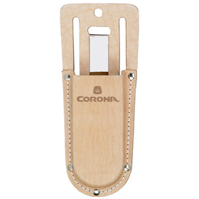 Corona leather scabbard shows top-grain leather construction for durable tool storage.