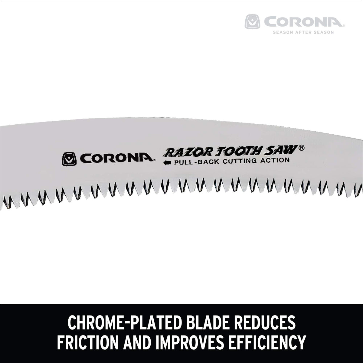Corona RazorTOOTH cutting branches up to 8 inches for quick yard maintenance.
