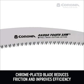 Corona RazorTOOTH cutting branches up to 8 inches for quick yard maintenance.