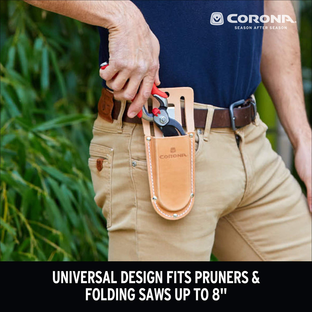 Corona scabbard stitching and rivets ensure long-lasting wear during heavy garden work.