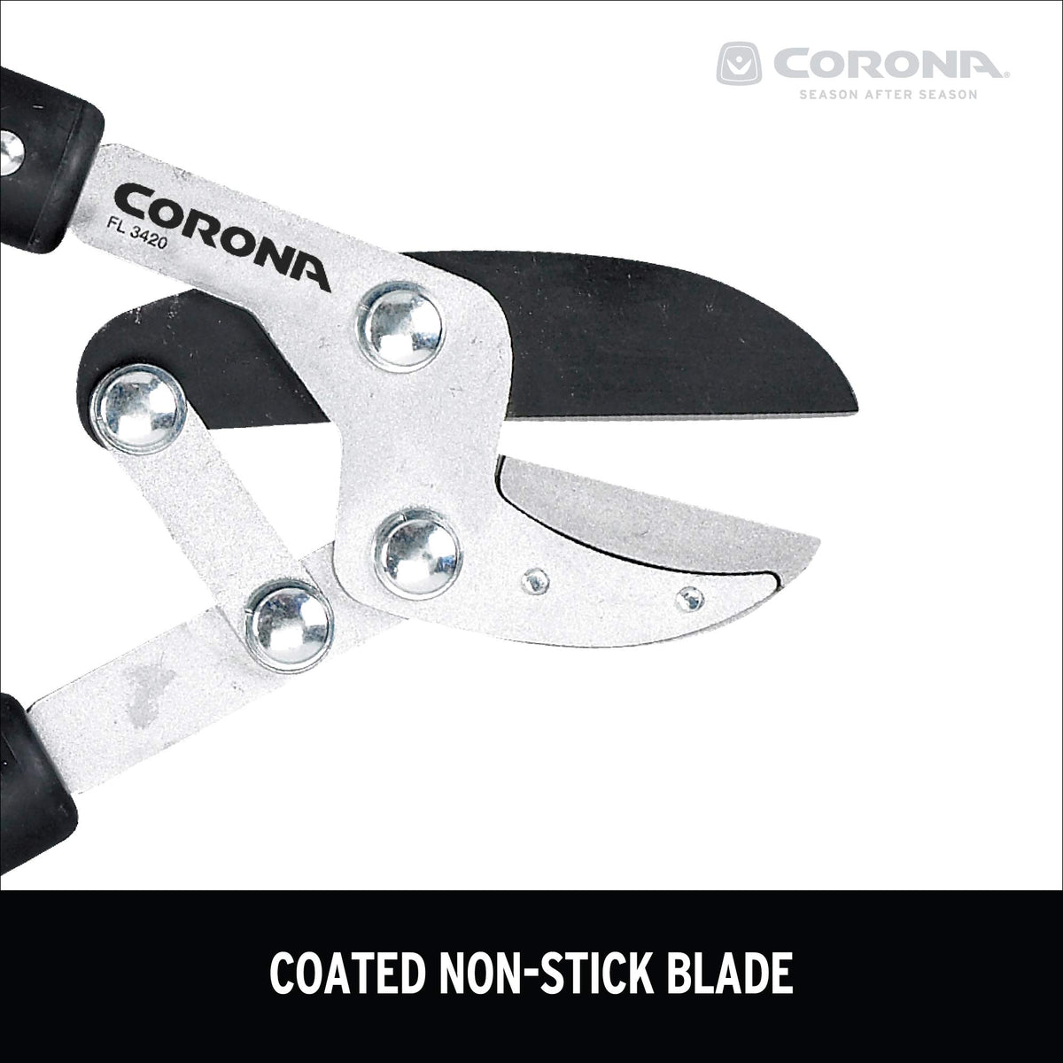 Corona Tools FL 3420 red high-visibility finish in garden setting