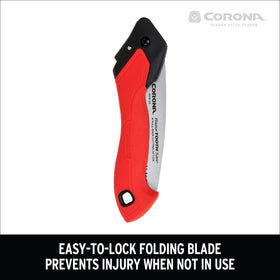 Corona RazorTOOTH pruning saw ready for garden bag use.