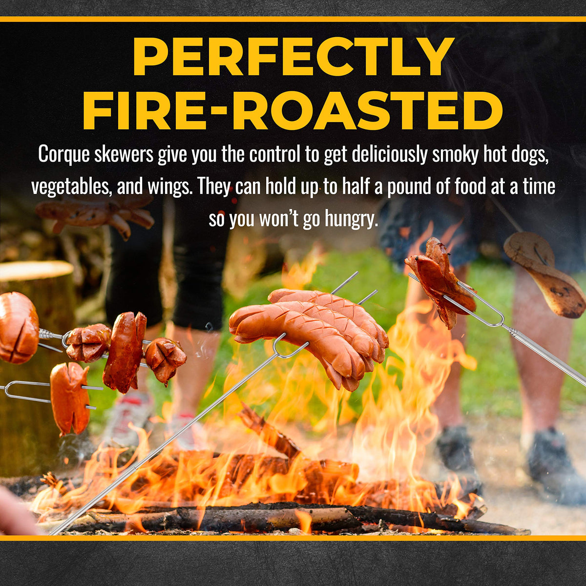 CORQUE easy-clean skewers shown with water and dish soap