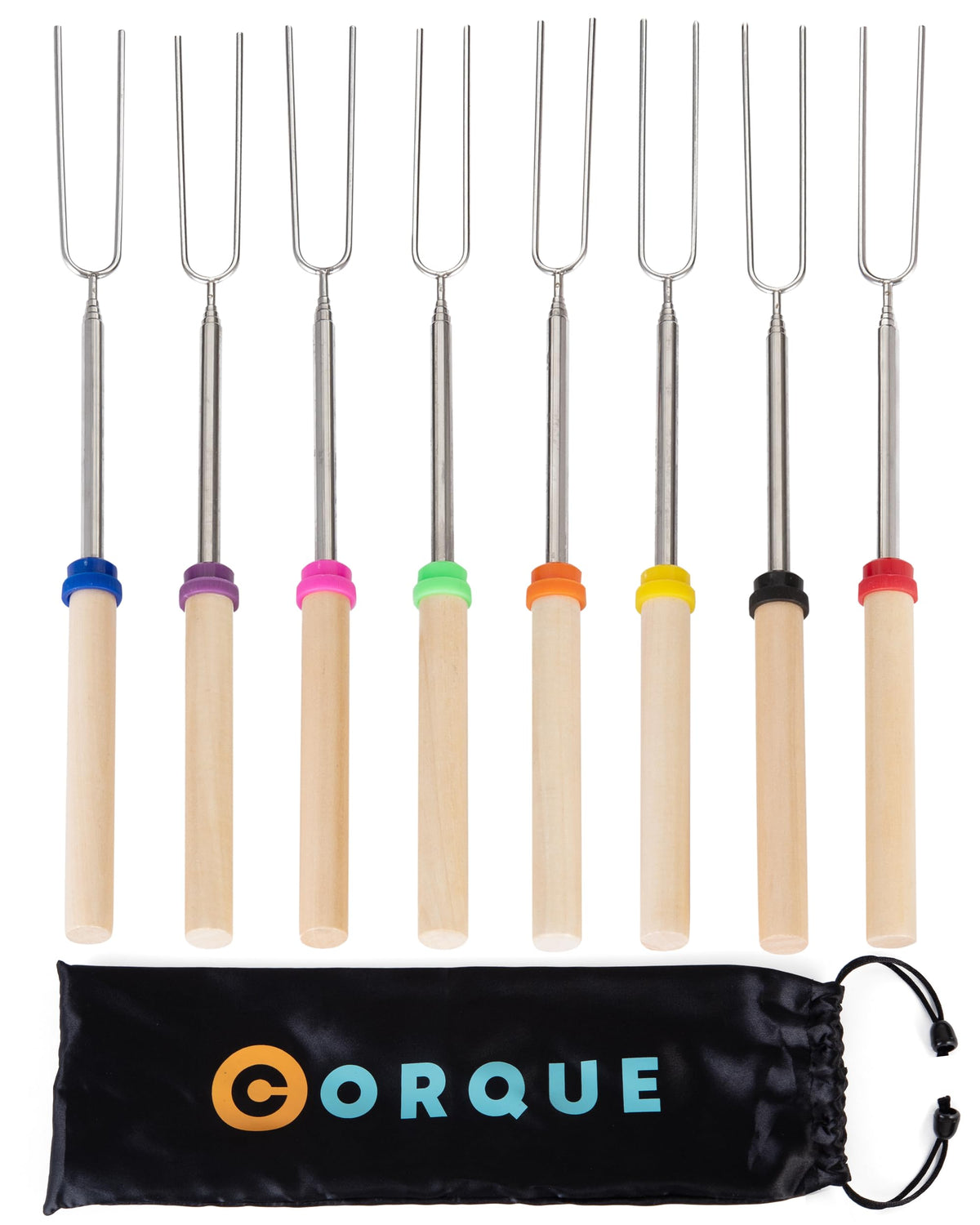 CORQUE marshmallow roasting sticks extended 32 inch for safer campfire toasting