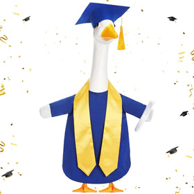 Cosblank blue graduation goose hat with gold tassel for porch celebrations