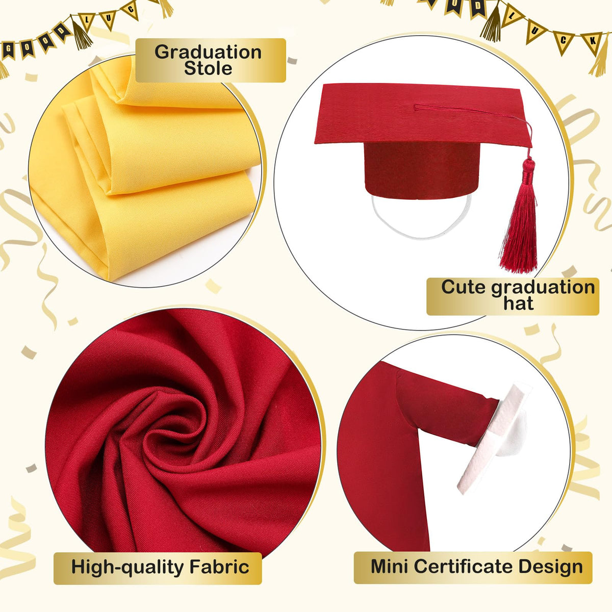 Cosblank gold stoles complete the dignified finish for a celebratory lawn display.