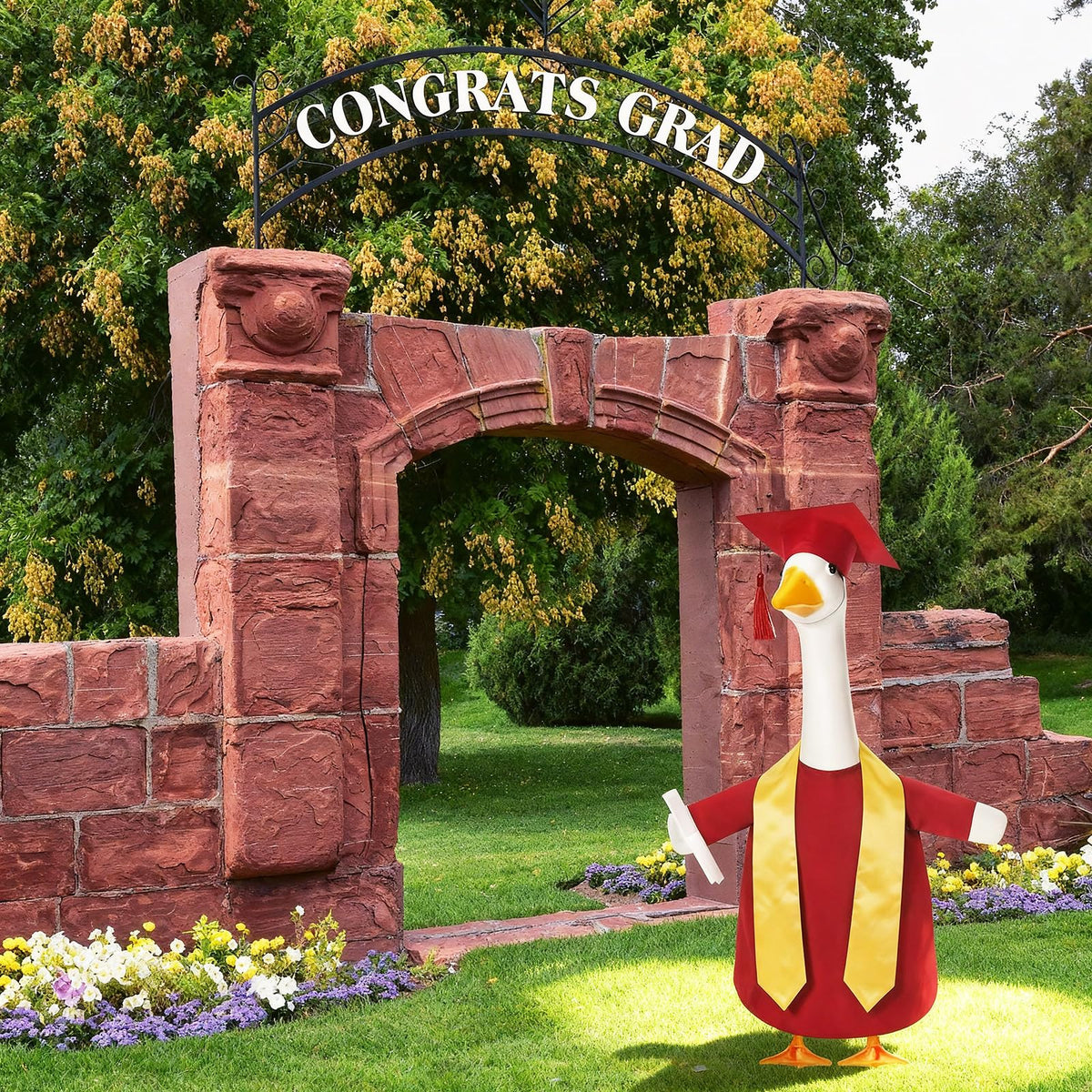 Cosblank graduation goose costume enhances garden parties and photo moments.