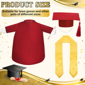 Cosblank wine red graduation goose gown creates a ceremonial look on statues.
