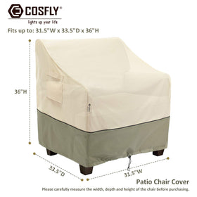 COSFLY outdoor chair cover shows custom-fit drawstring for snug stability on windy days.