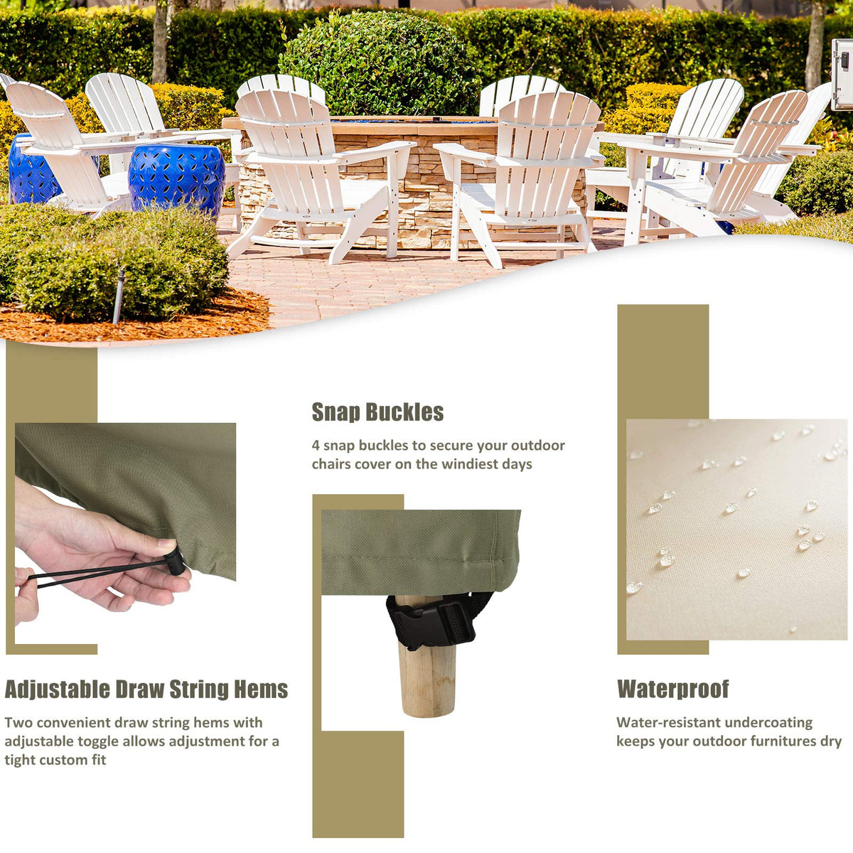 COSFLY outdoor chair cover vented design reduces condensation to keep chairs dry.