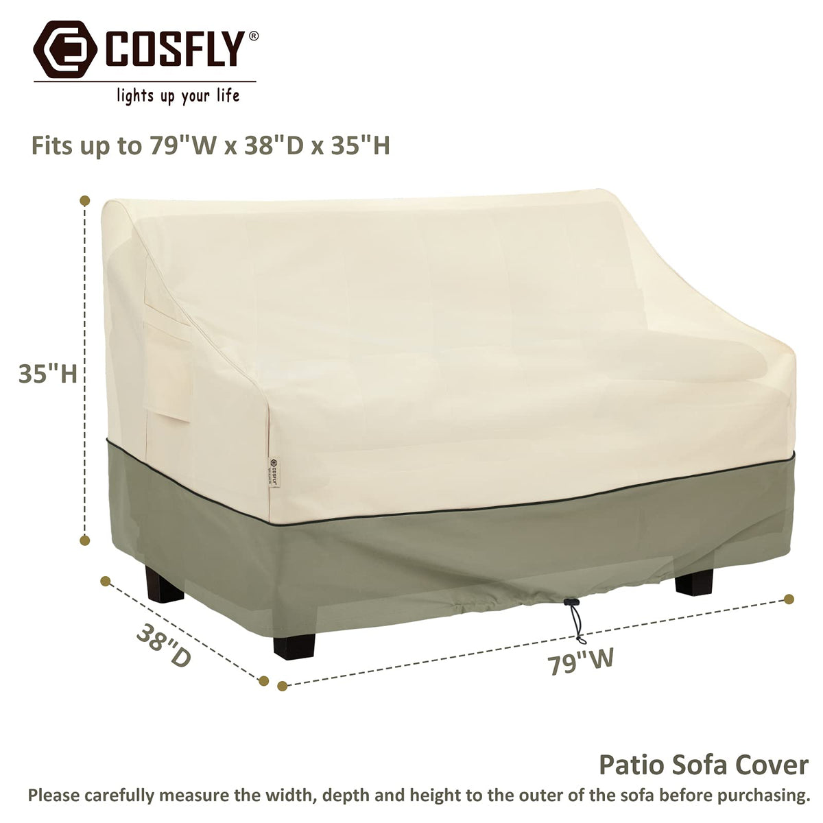 COSFLY patio sofa cover waterproof top keeps cushions dry