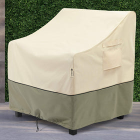 COSFLY protective cover on furniture in rain highlights year-round protection.