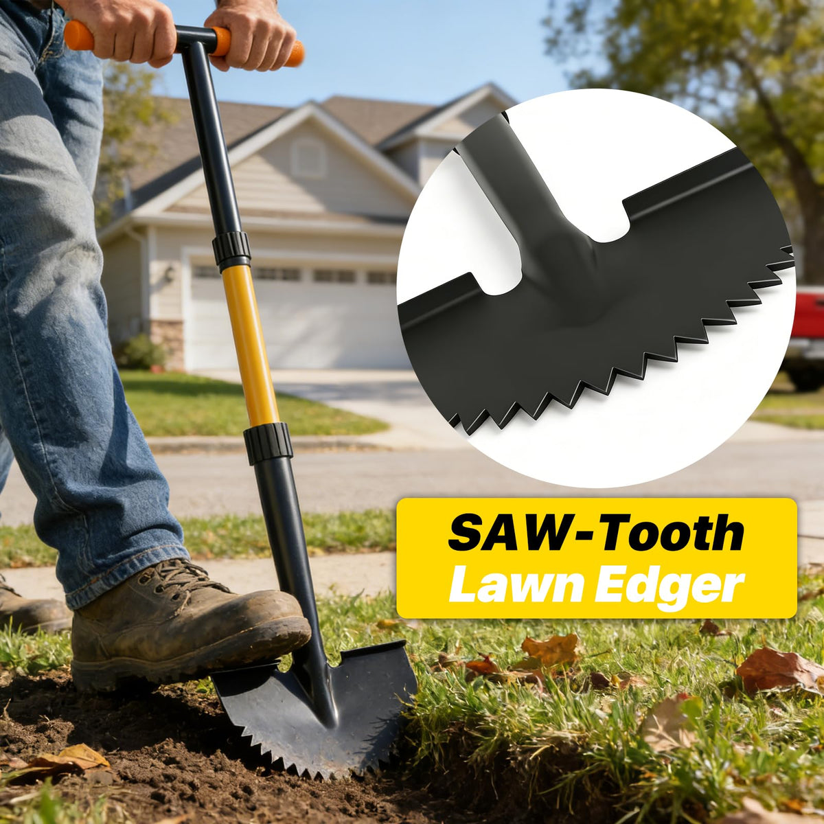 COSITA Edger half-moon blade cuts grass for clean edges.
