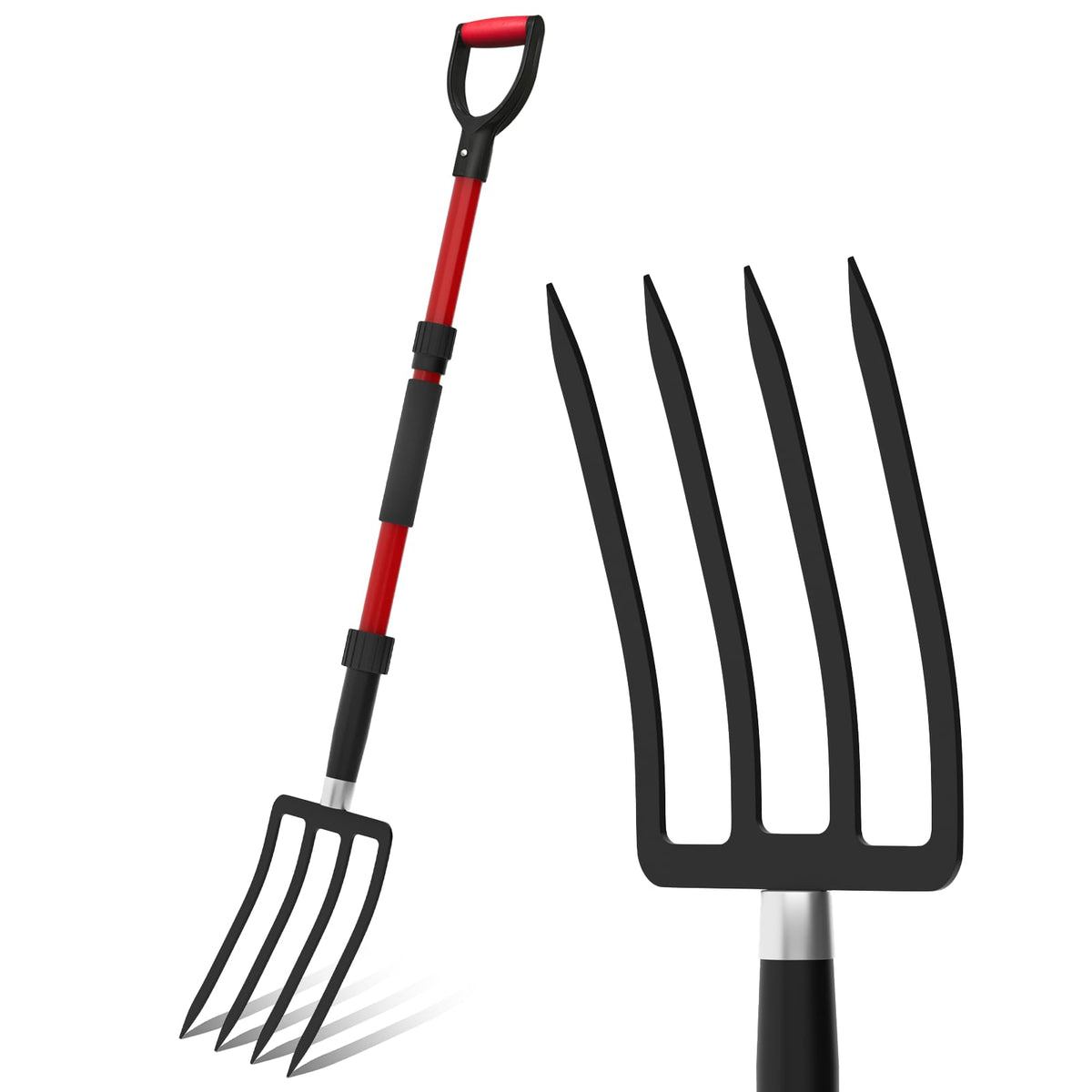 COSITA Pitch Fork with steel head and 4 tines for heavy lifting in hay and compost.