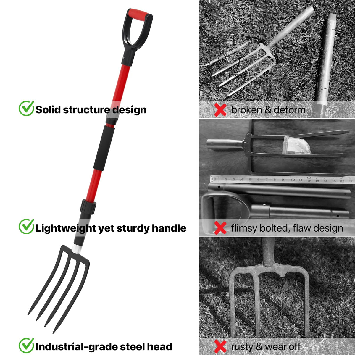 COSITA Pitch Fork with tool-free assembly for quick setup.