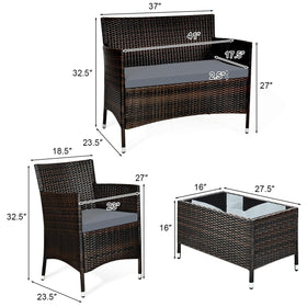 Costway rattan armchairs with wide backrests provide comfortable seating.