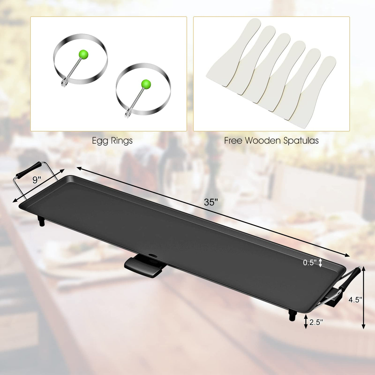 Costzon long griddle portable design suitable for patio and camping