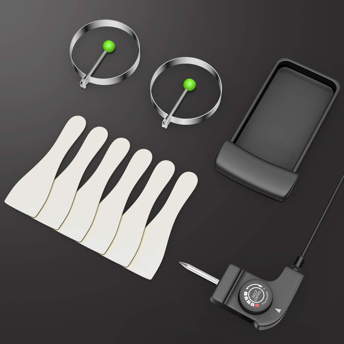 Costzon griddle includes spatulas and egg rings for versatile cooking